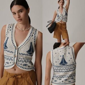 NWT Pilcro Sweater Vest Sailboats
